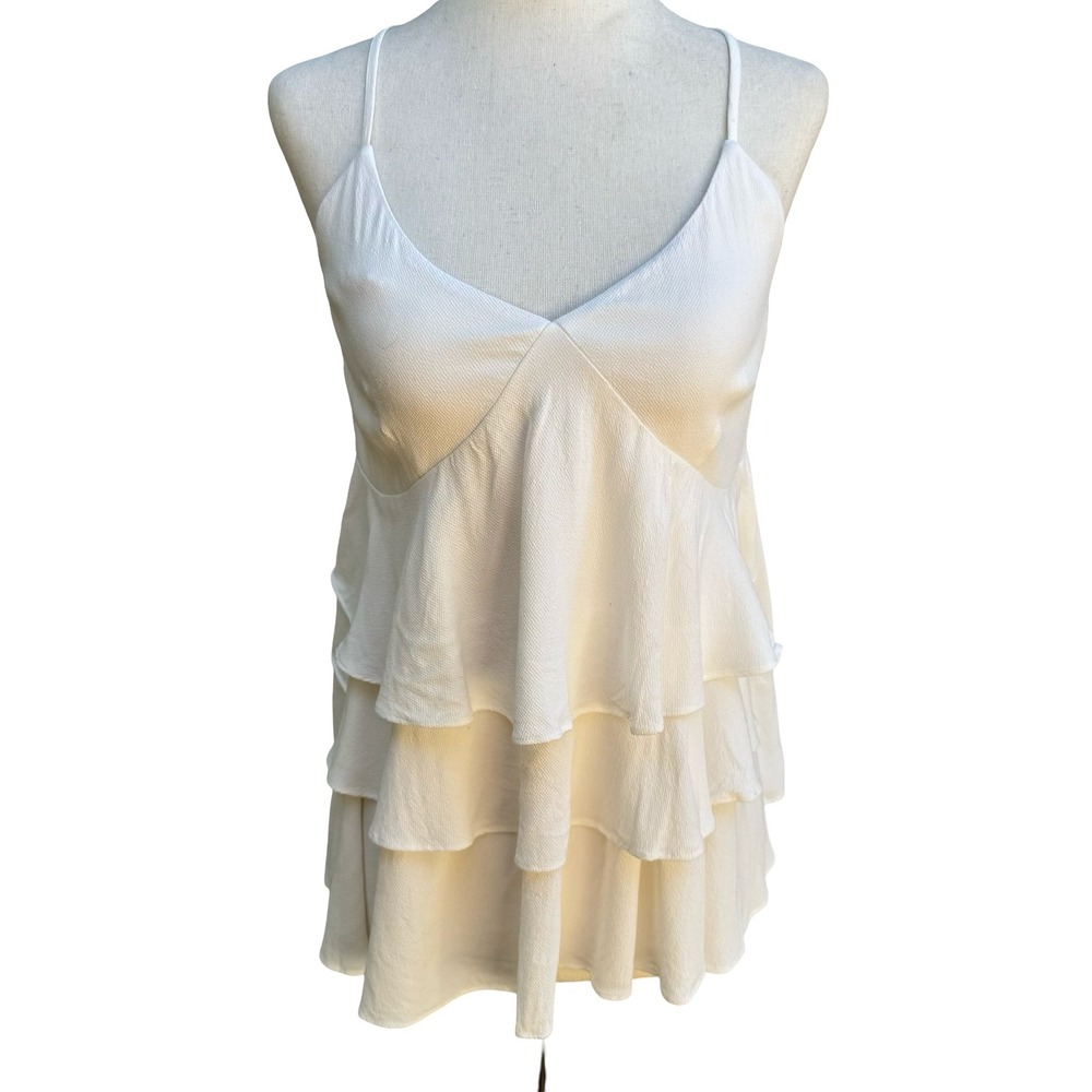 Avec Les Filles Coquette Cottagecore Boho Feminine Tiered Ruffle Cami Top S